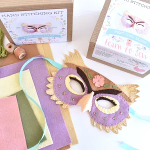 Felt Owl Mask Hand Sewing Kit - Floral Addition