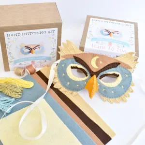 Felt Owl Mask Hand Sewing Kit - Moon & Stars Addition